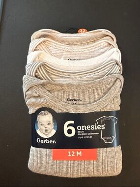 NWT Gerber Baby Onesies Multi-Pack in Gray and Cream Tones